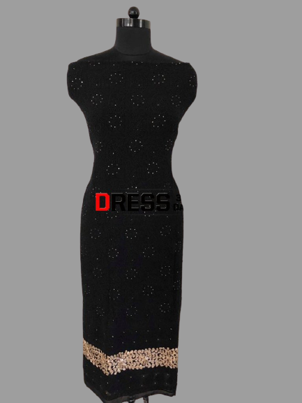Black Chikankari Suit with Gotta Patti Daaman - Dress365days