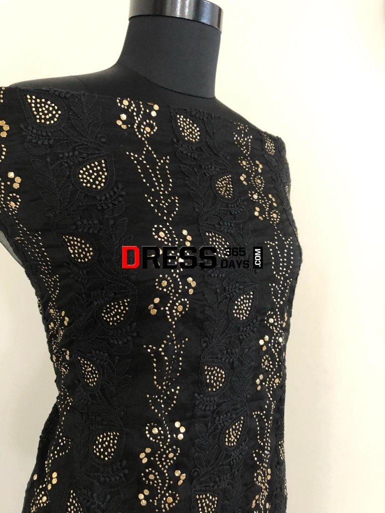 Black Chikankari Suit With Mukaish Work Suits