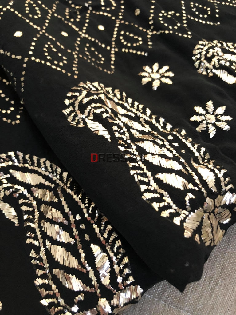 Black Kamdani Saree Chikankari