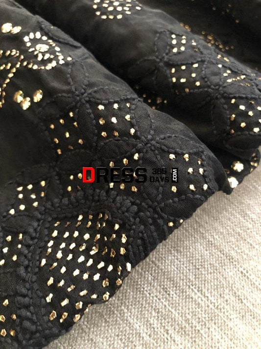 Black Organza Mukaish Lucknowi Suit Chikankari Suits