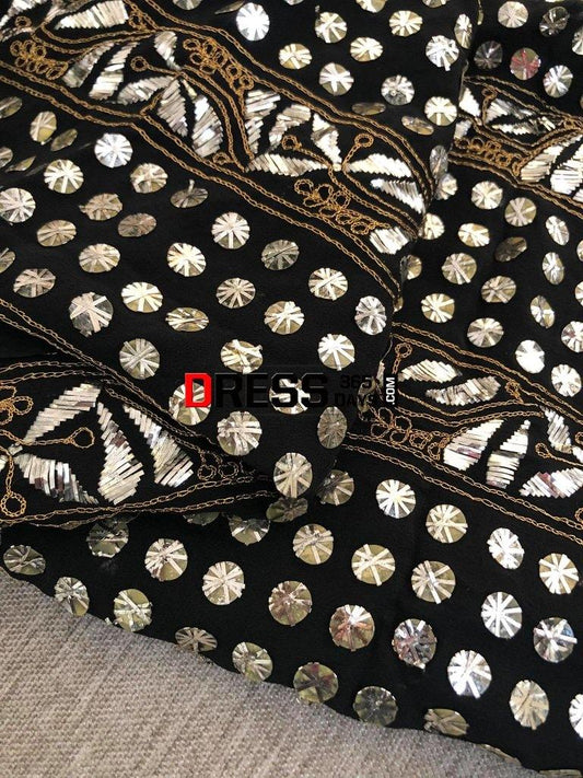 Black Pure Georgette Kamdani Suit Chikankari Suits