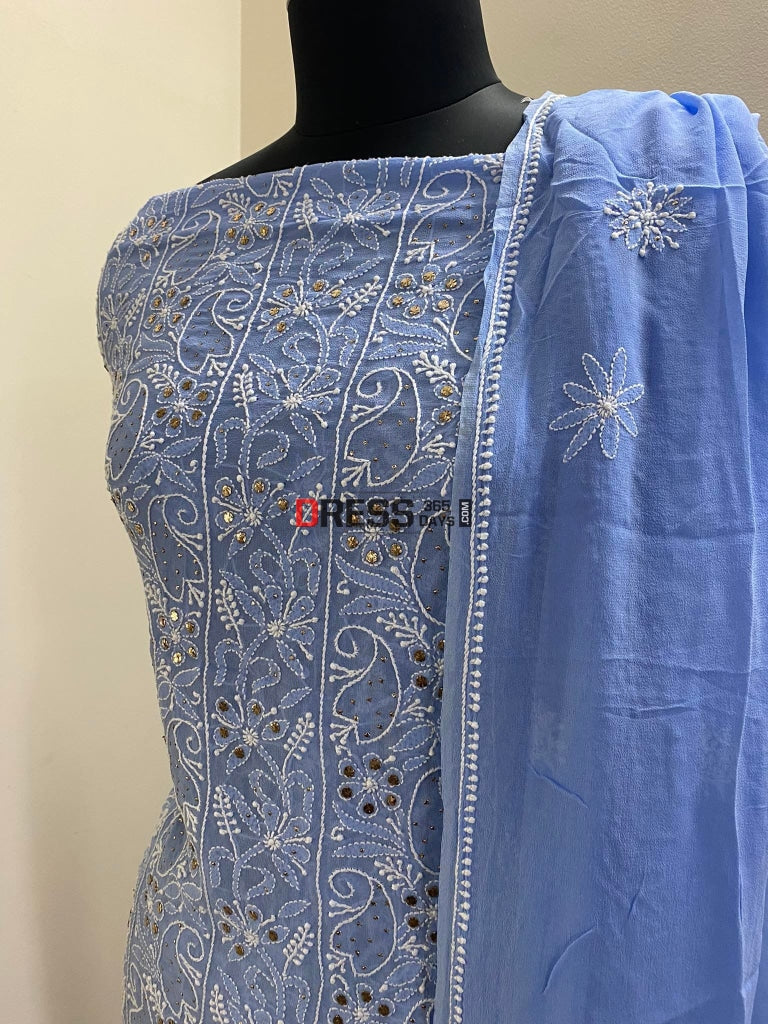 Blue Mukaish Chikankari Suit Suits