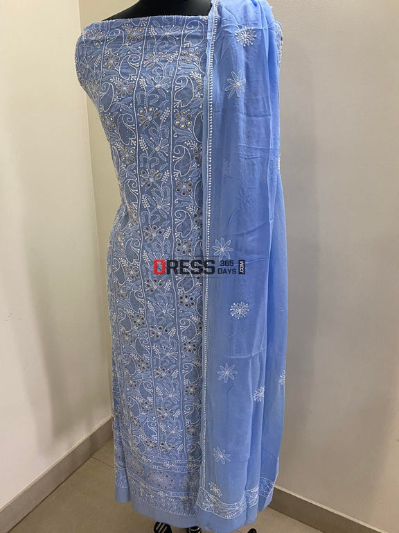 Blue Mukaish Chikankari Suit – Dress365days