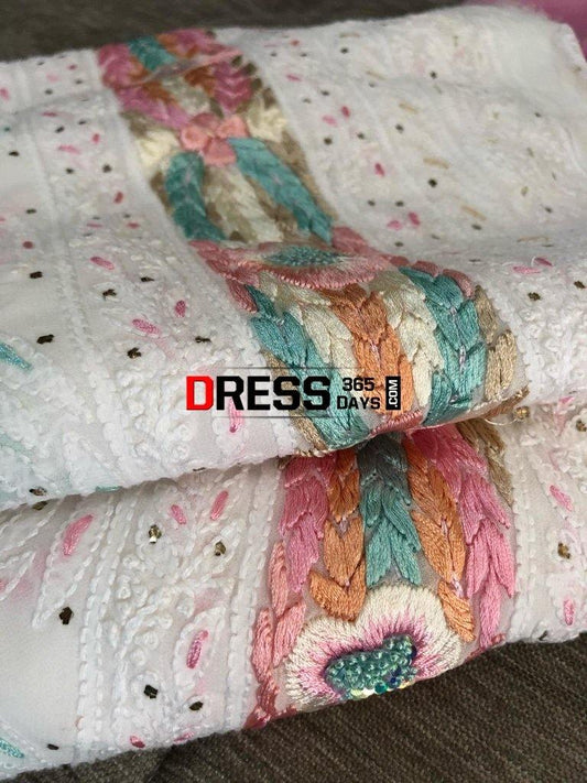 Chikankari And Parsi Gara Suit Suits