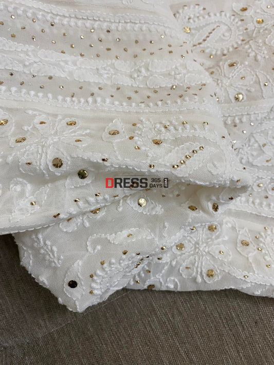 Chikankari Kamdani Anarkali & Hand Jaali Dupatta Suit Set