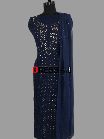 Chikankari Suit with Golden Mukaish - Dress365days