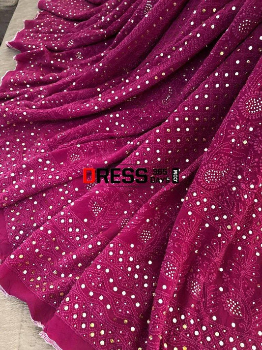 Deep Purple Kamdani Chikankari Lehenga Skirt