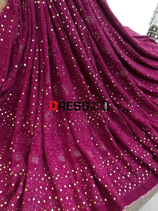 Deep Purple Kamdani Chikankari Lehenga Skirt