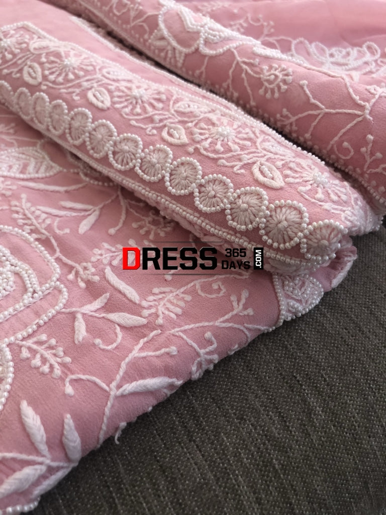 Peach Pearl & Chikankari Suit Suits