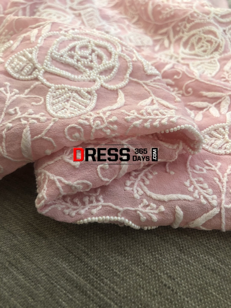 Peach Pearl & Chikankari Suit Suits