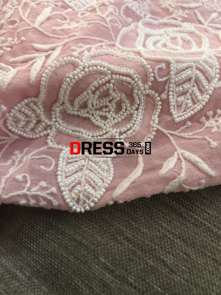 Peach Pearl & Chikankari Suit Suits