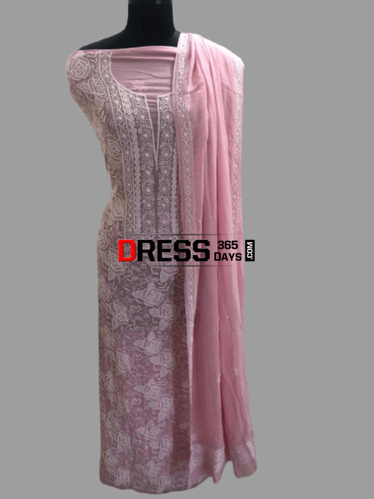 Peach Pearl & Chikankari Suit Suits