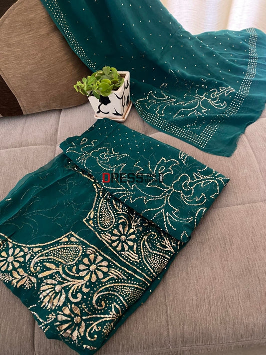 Emerald Green Kamdani Suit Chikankari Suits