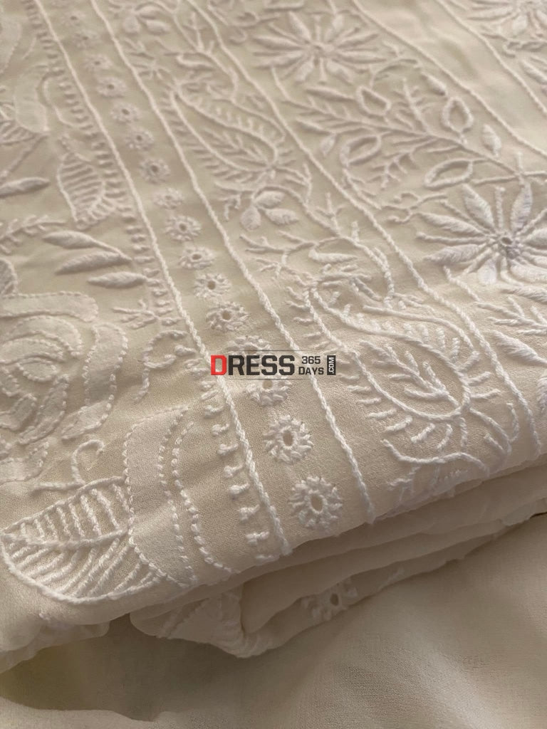 Fine Chikankari Ivory Kurta Dupatta Set Suits