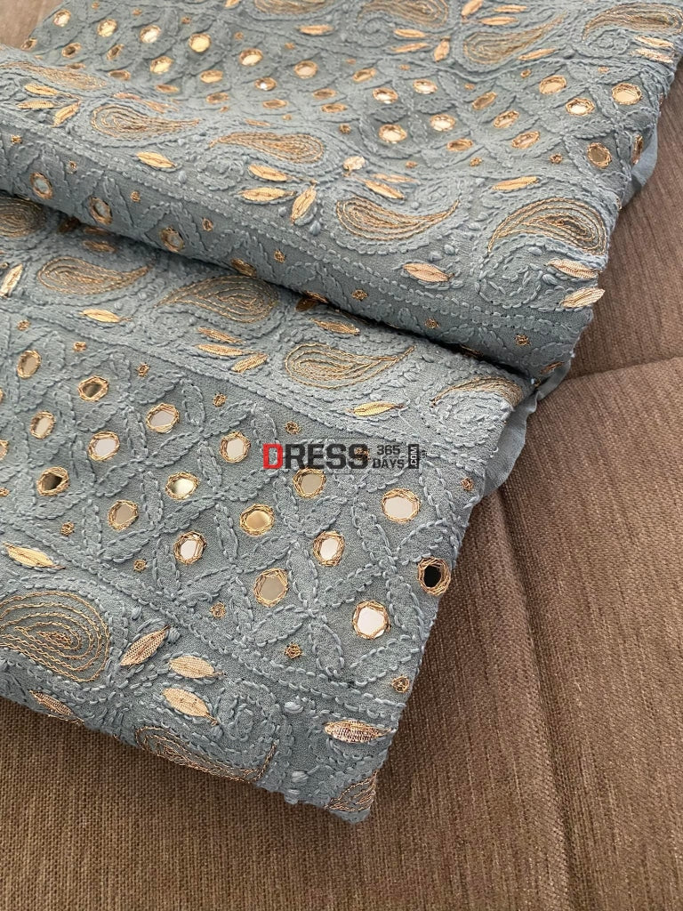 Grey Mirror & Gota Patti Lucknowi Chikankari Suit Suits