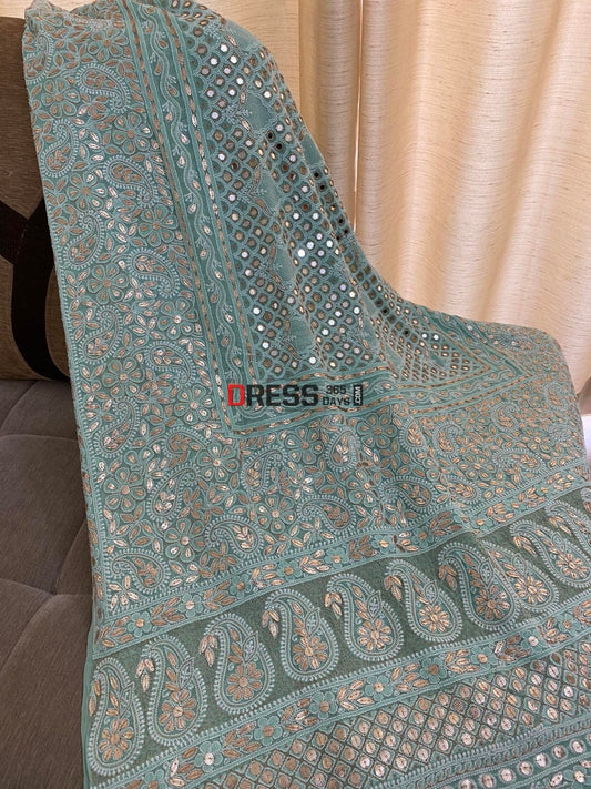 Hand Jaali Mirror & Gota Patti Chikankari Dupatta