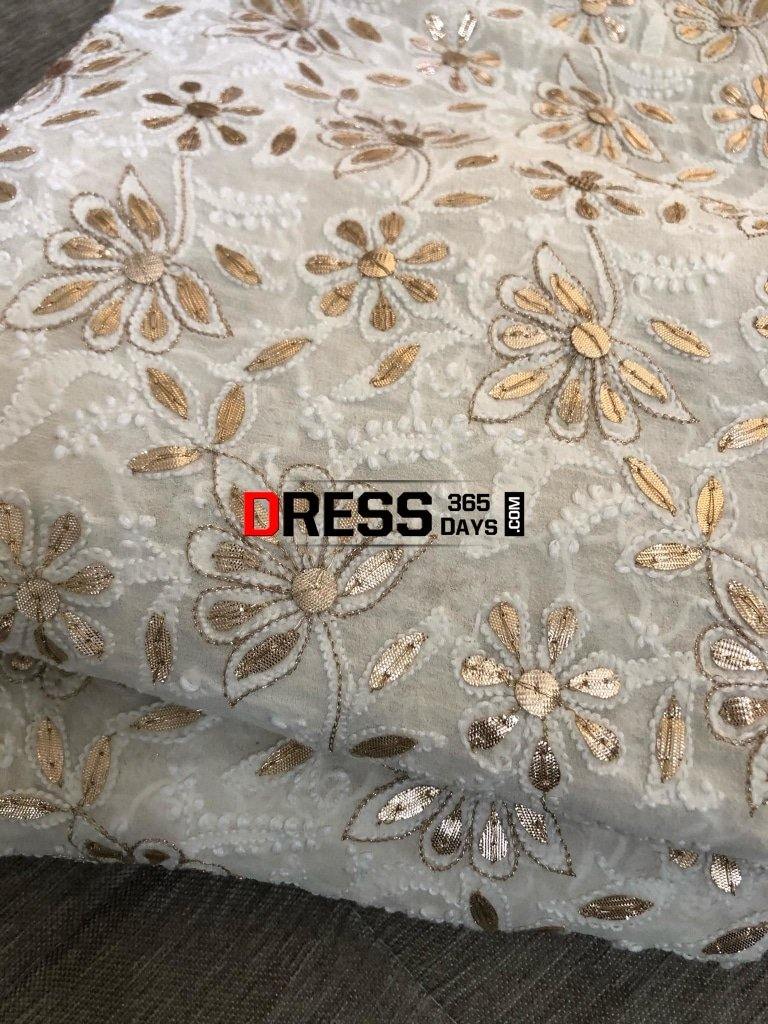 Ivory Chikankari Dupatta With Gota Patti