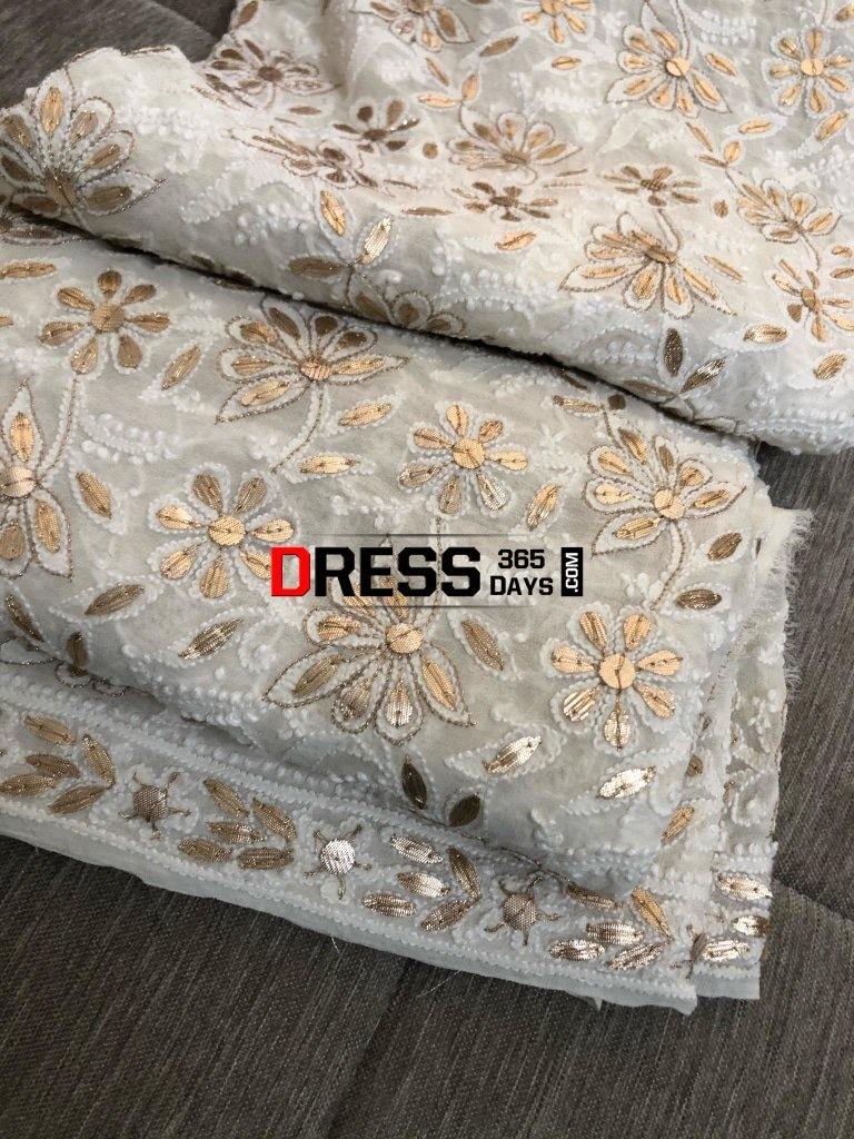 Ivory Chikankari Dupatta With Gota Patti