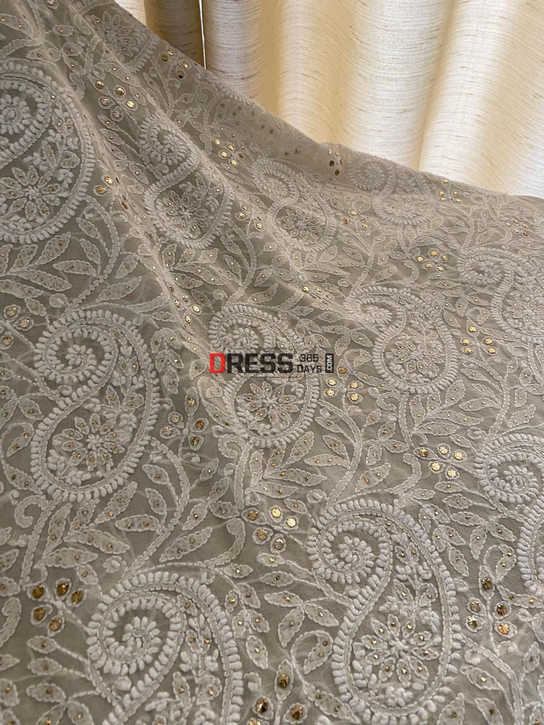 Ivory Chikankari & Mukaish Kurta Dupatta Set Suits