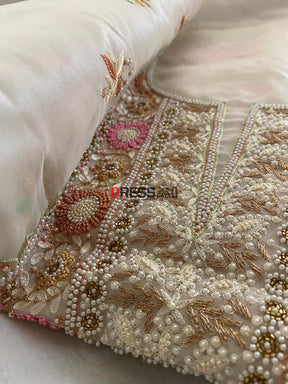 Ivory Exclusive Organza Pearls Chikankari Suit – Dress365days