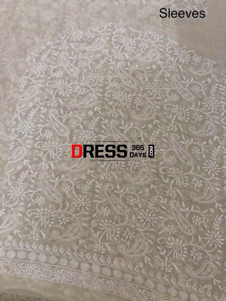 Ivory Fine Chikankari Front Back Embroidered Suit Suits