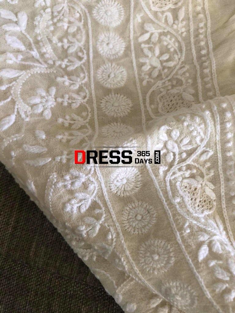 Ivory Fine Chikankari Front Back Embroidered Suit Suits