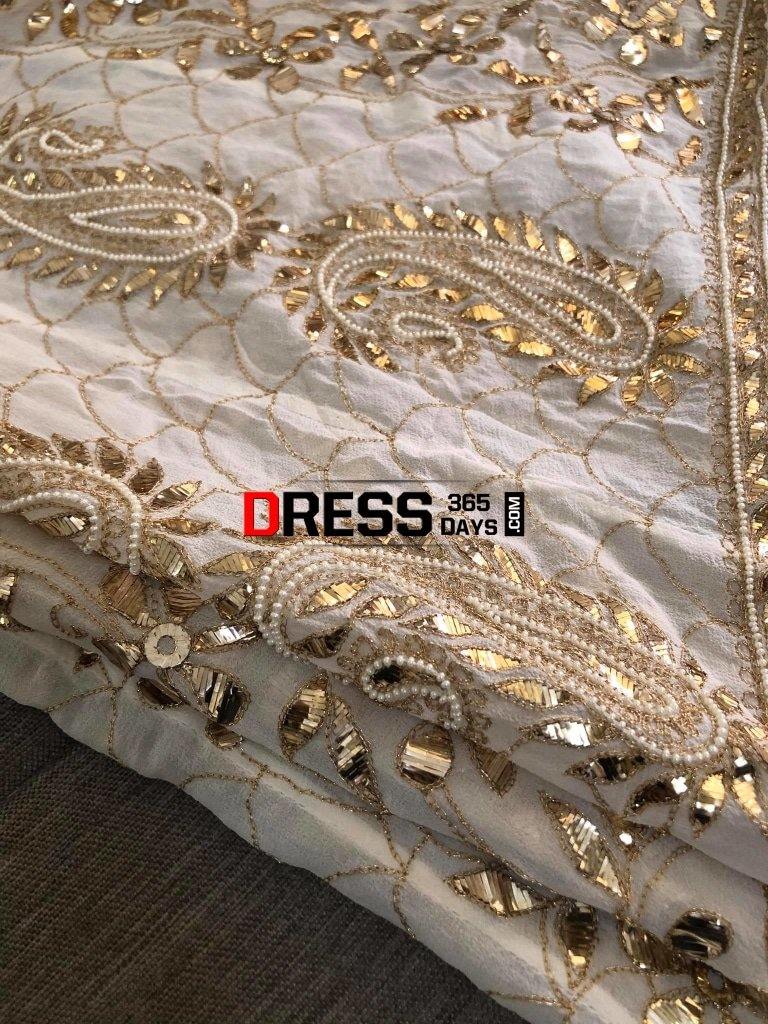 Ivory Golden Kamdani and Pearl Anarkali Suit – Dress365days