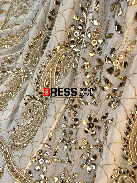 Ivory Golden Kamdani and Pearl Anarkali Suit – Dress365days