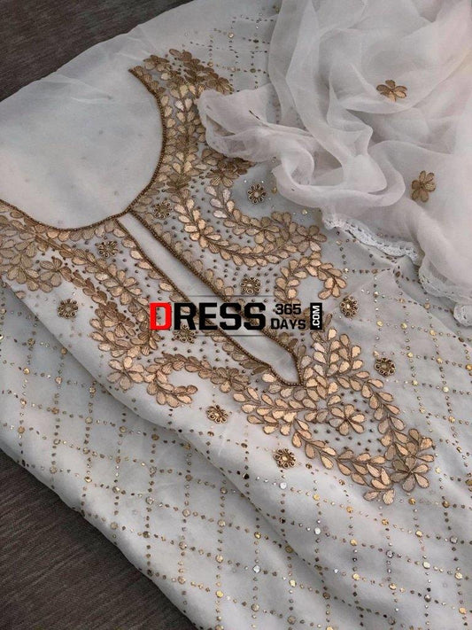 Ivory Gota Patti & Kamdani Suit Suits