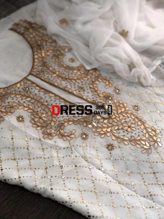 Ivory Gota Patti & Kamdani Suit Suits