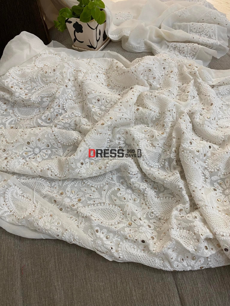 Ivory Hand Jaali Lucknow Chikankari Suit Suits