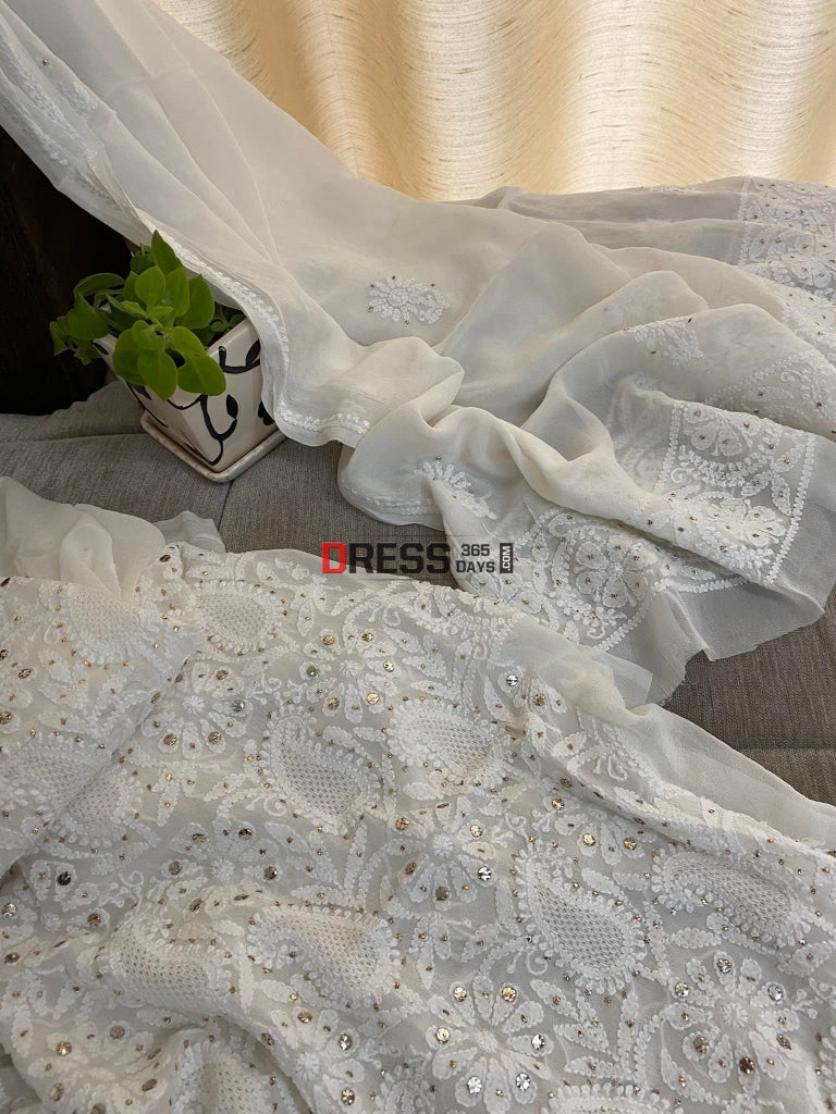 Ivory Hand Jaali Lucknow Chikankari Suit Suits