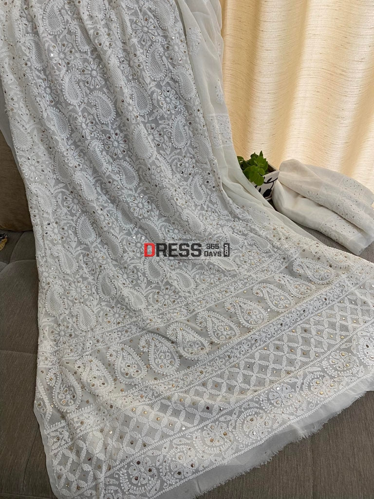 Ivory Hand Jaali Lucknow Chikankari Suit Suits