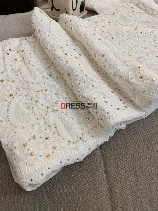 Ivory Hand Jaali Lucknow Chikankari Suit Suits