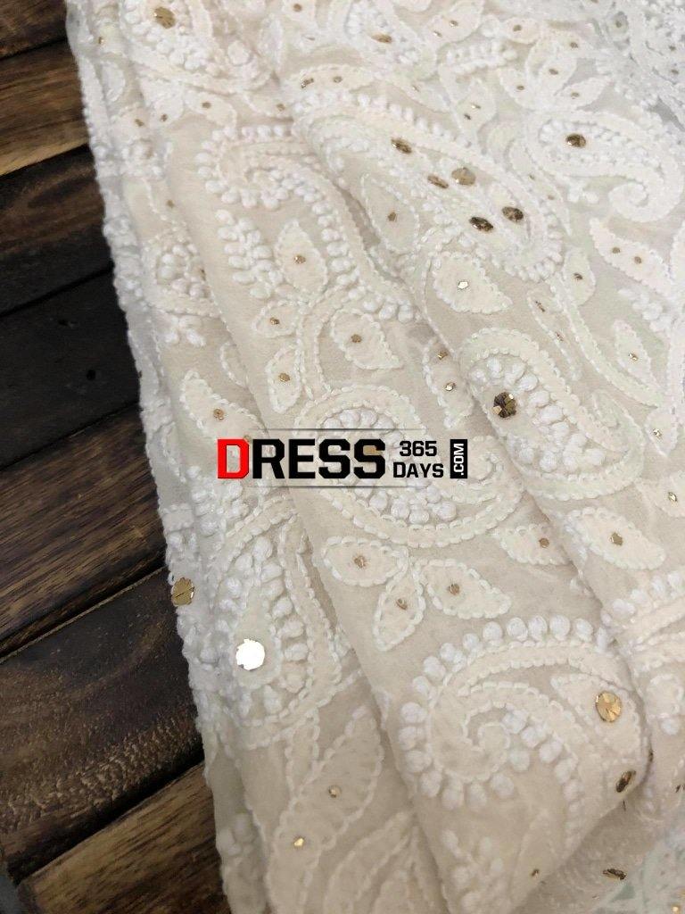 Ivory Handcrafted Chikankari & Kamdani Dupatta