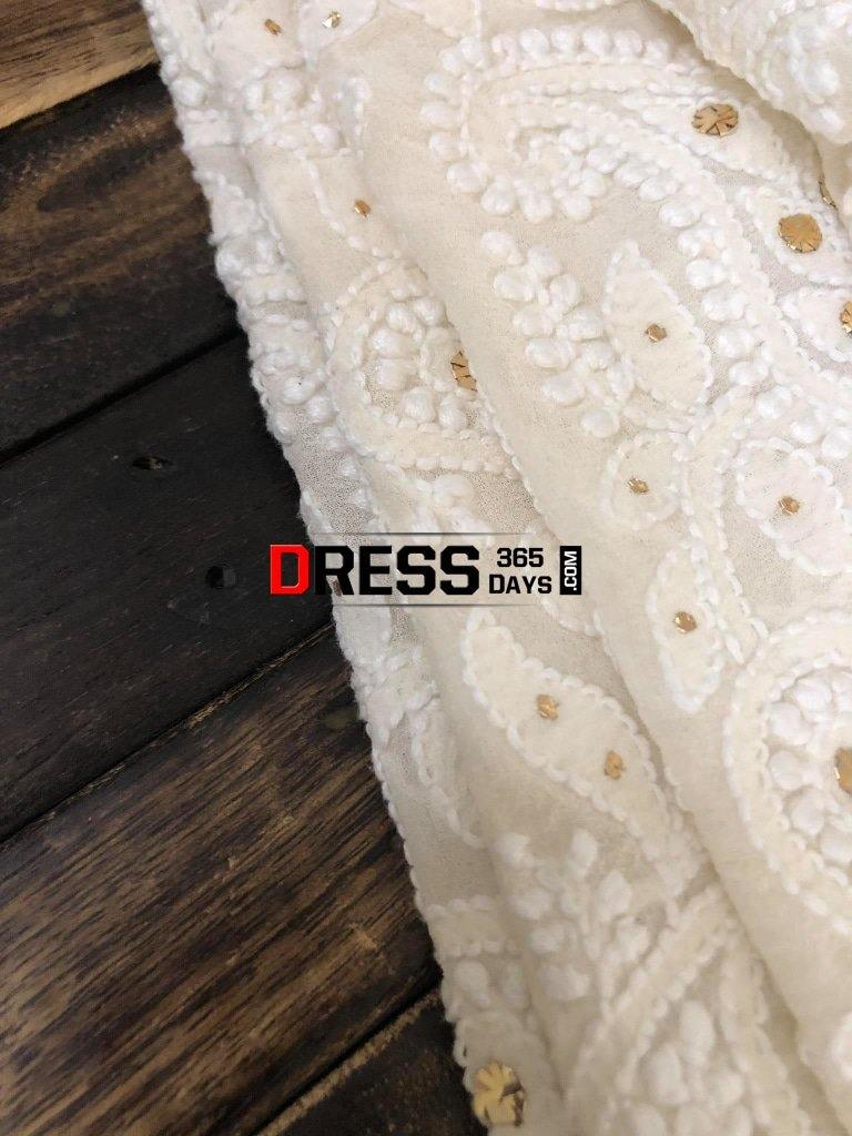 Ivory Handcrafted Chikankari & Kamdani Dupatta