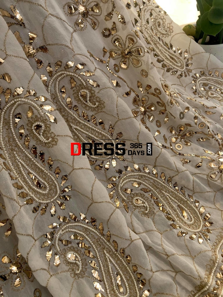 Ivory Kamdani Anarkali with Pearl Work – Dress365days