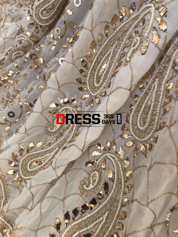 Ivory Kamdani Anarkali with Pearl Work – Dress365days