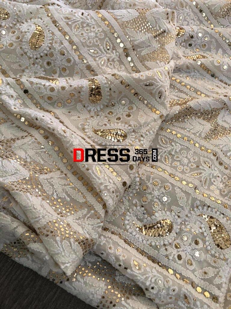 Ivory Kamdani Lucknowi Chikankari Suit Suits