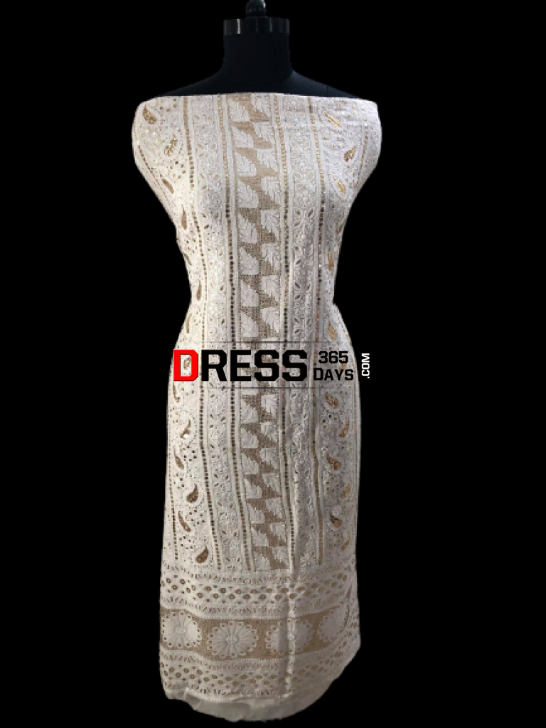 Ivory Kamdani Lucknowi Chikankari Suit Suits