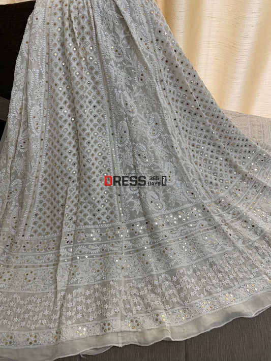 Ivory Kamdani Lucknowi Lehenga Skirt