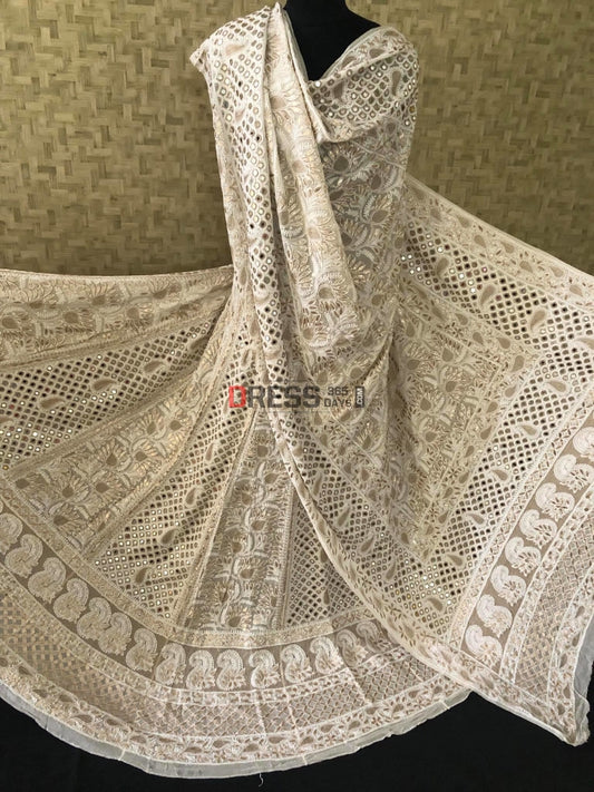 Ivory Mirror Gota Patti Chikankari Lehenga Set