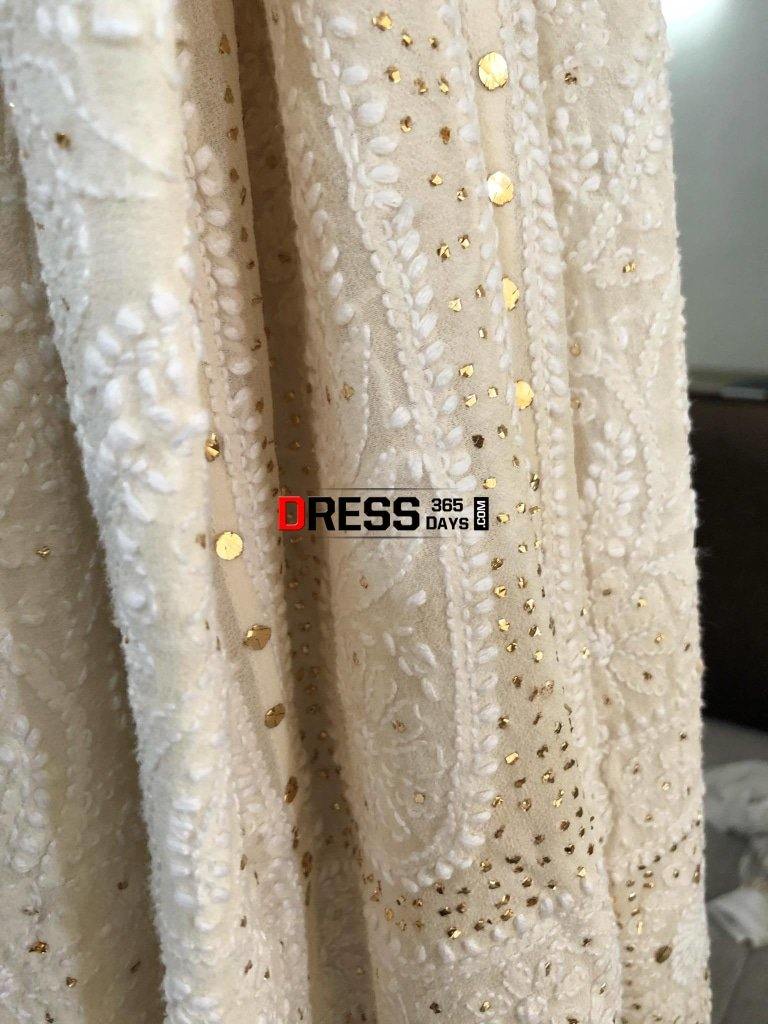 Ivory Mukaish Chikankari Anarkali Suit