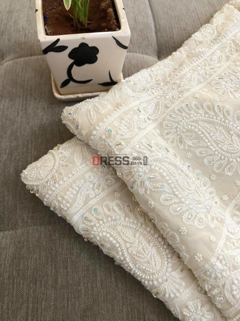 Ivory Pearl Lucknowi Suit Chikankari Suits