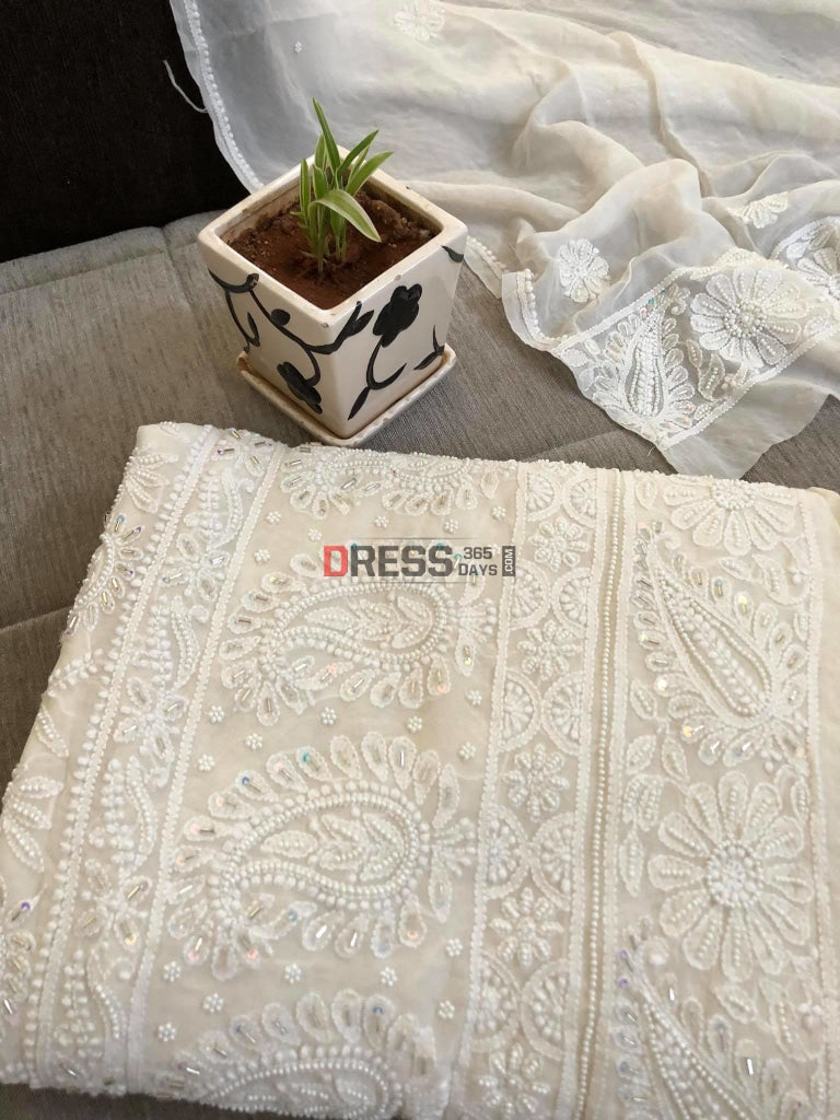 Ivory Pearl Lucknowi Suit Chikankari Suits