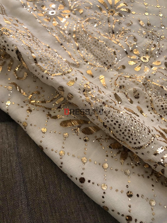 Ivory Pure Georgette Kamdani Suit Chikankari Suits