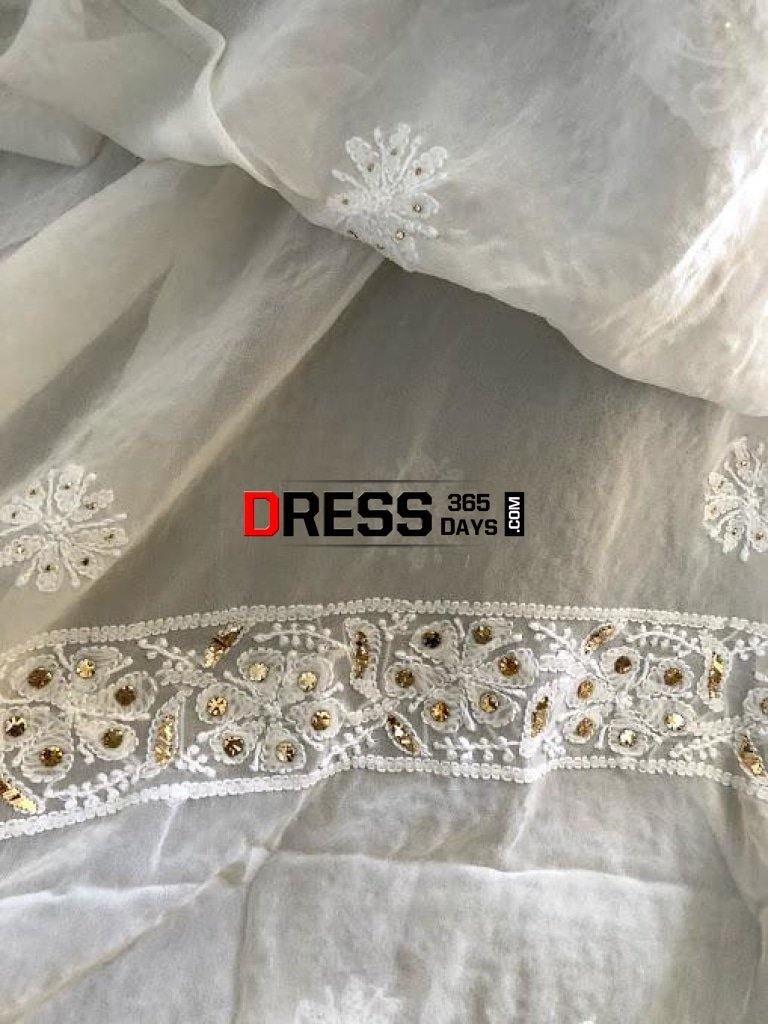 Ivory Ring Mukaish Lucknowi Suit Chikankari Suits