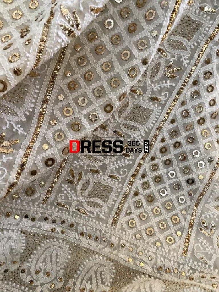 Ivory Ring Mukaish Lucknowi Suit Chikankari Suits