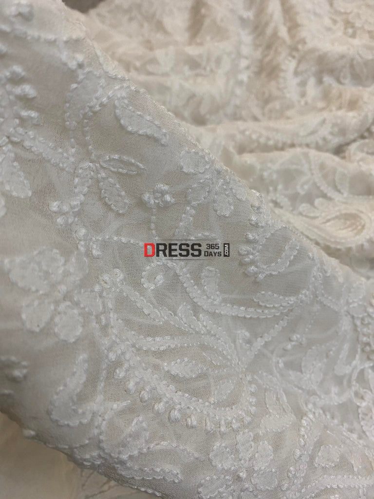 Ivory White Lucknowi Chikankari Dupatta