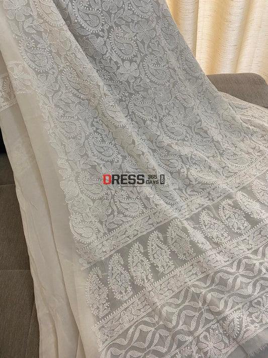 Ivory White Lucknowi Chikankari Suit Suits